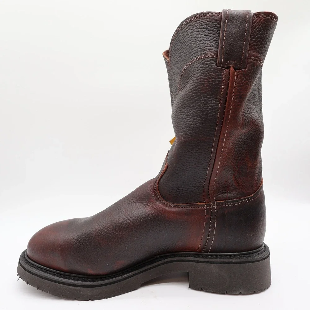 Justin 4765 Work Boots Mens 7.5 EEE Briar Pitstop Leather Pull On NWT USA Made